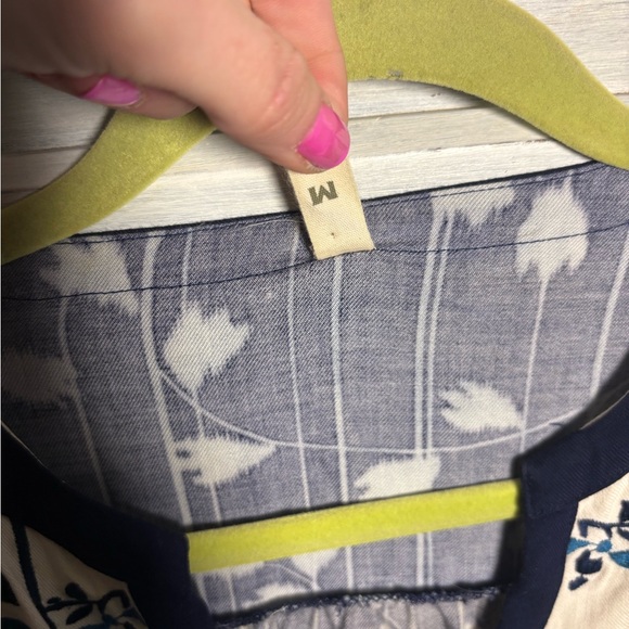 Anthropologie Tiny Semele Embroidered Patchwork Drop Waist Shirtdress Boho - Picture 10 of 11